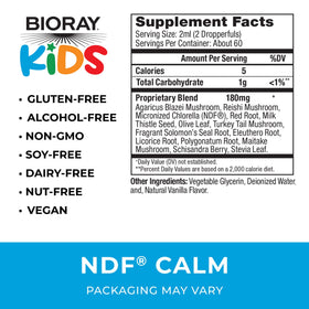 BIORAY Kids NDF Calm 4 fl oz ingrédients naturels en détail