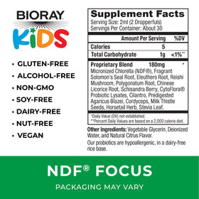 BIORAY Kids NDF Focus 60 ml vue arrière avec instructions