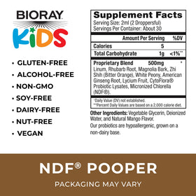BIORAY Kids NDF Pooper 60ml étiquette avec ingrédients