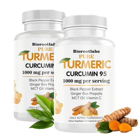 Biorootlabs Curcuma Curcumine complément alimentaire, face avant de l'emballage