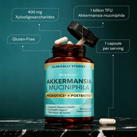 BioSchwartz Akkermansia Muciniphila 30 capsules avec un verre d'eau