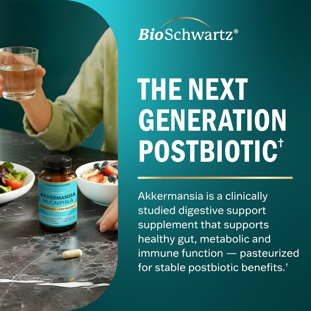 BioSchwartz Akkermansia Muciniphila capsules en main