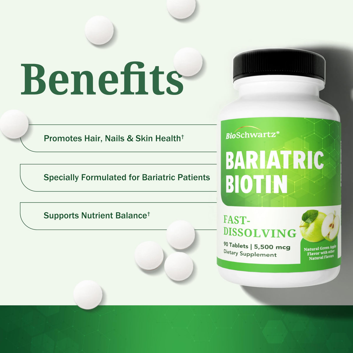 BioSchwartz biotine 5500mcg sur fond blanc