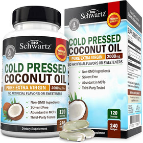 BioSchwartz Capsules d'Huile de Coco Bio 2000mg, vue avant de l'emballage