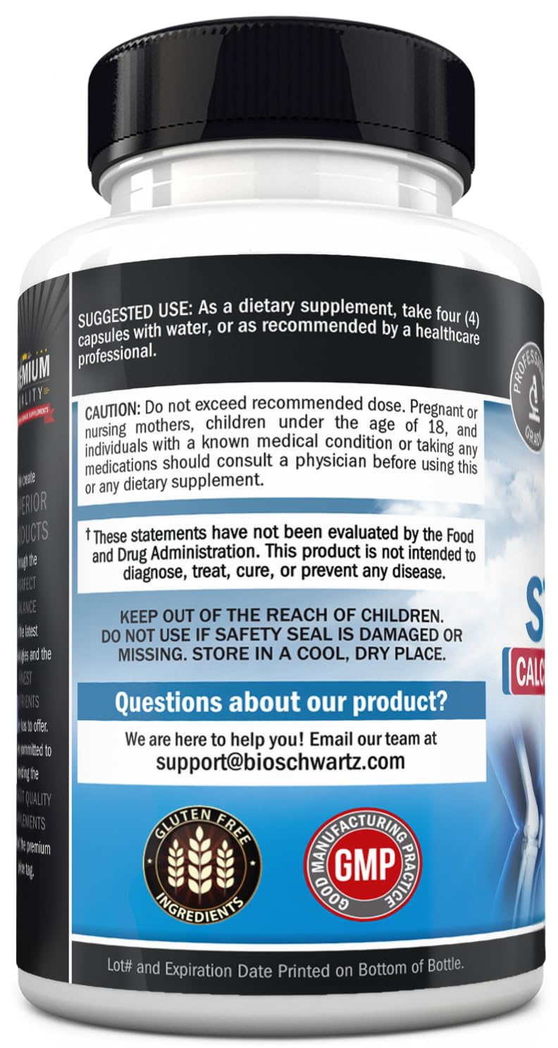 BioSchwartz Complément Alimentaire Calcium 240 gélules avec une main tenant le flacon