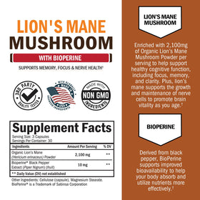 BioSchwartz Complément Alimentaire Champignon Lion's Mane 2100mg, vue arrière