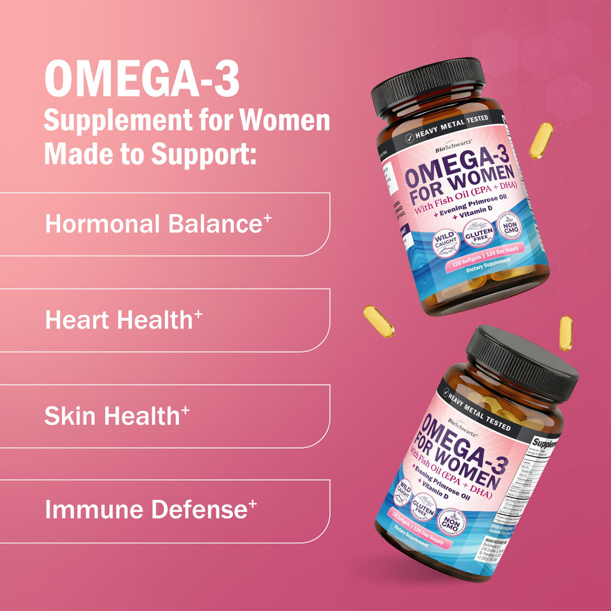 BioSchwartz Complément Alimentaire Omega 3 120 gélules avec gélules visibles