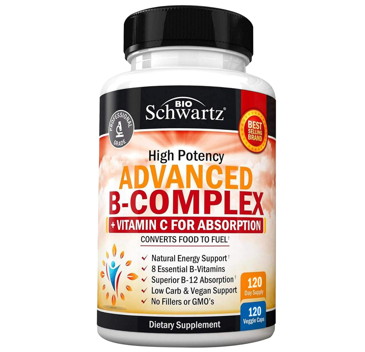 BioSchwartz complexe de vitamines B 120 capsules vue de face
