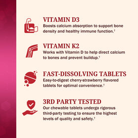 BioSchwartz D3 K2 Dissolvables 90 Tablettes Cerise-Fraise arrière de l'emballage