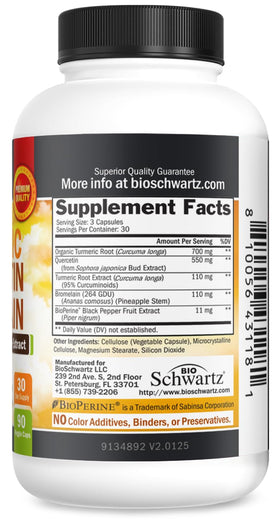 BioSchwartz flacon de curcuma avec étiquette claire