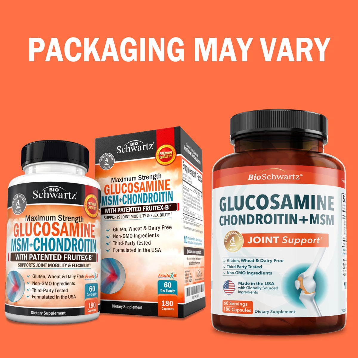 BioSchwartz Glucosamine Chondroïtine 180 capsules emballage