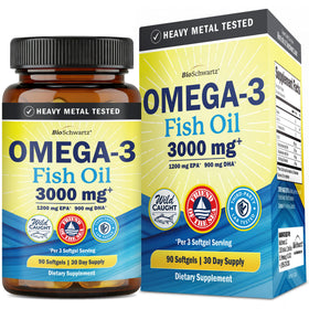 BioSchwartz huile de poisson Omega 3 3000mg face de l'emballage