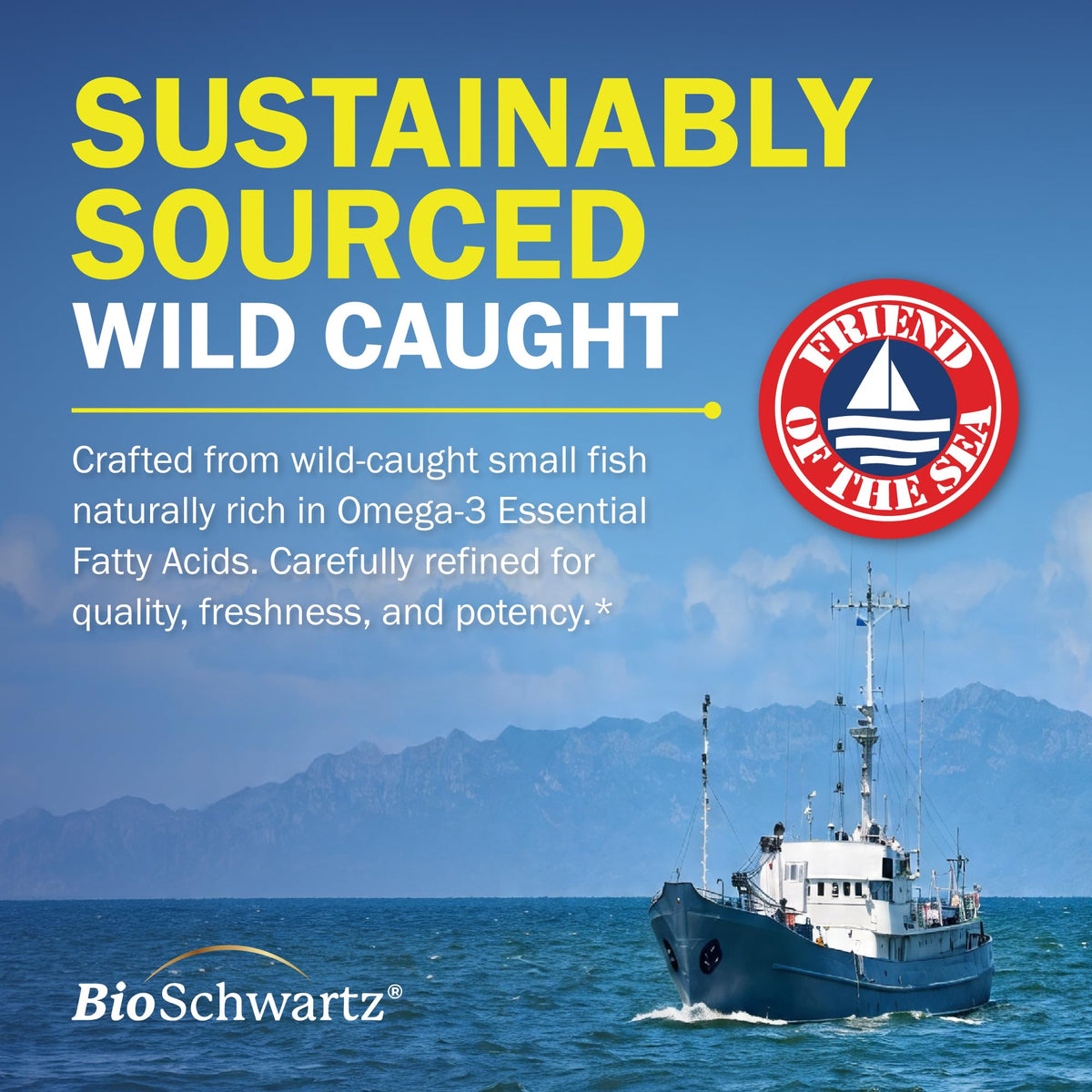 BioSchwartz huile de poisson Omega 3 3000mg produit sur fond blanc