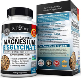 BioSchwartz Magnésium Bisglycinate 360 capsules en gros plan