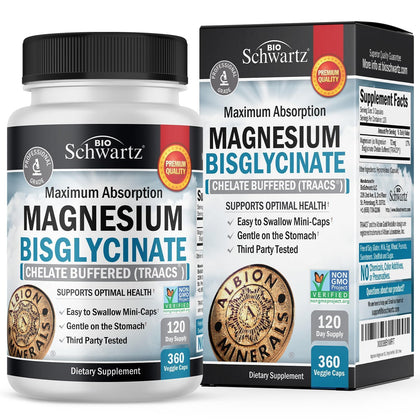 BioSchwartz Magnésium Bisglycinate 360 capsules vue de face