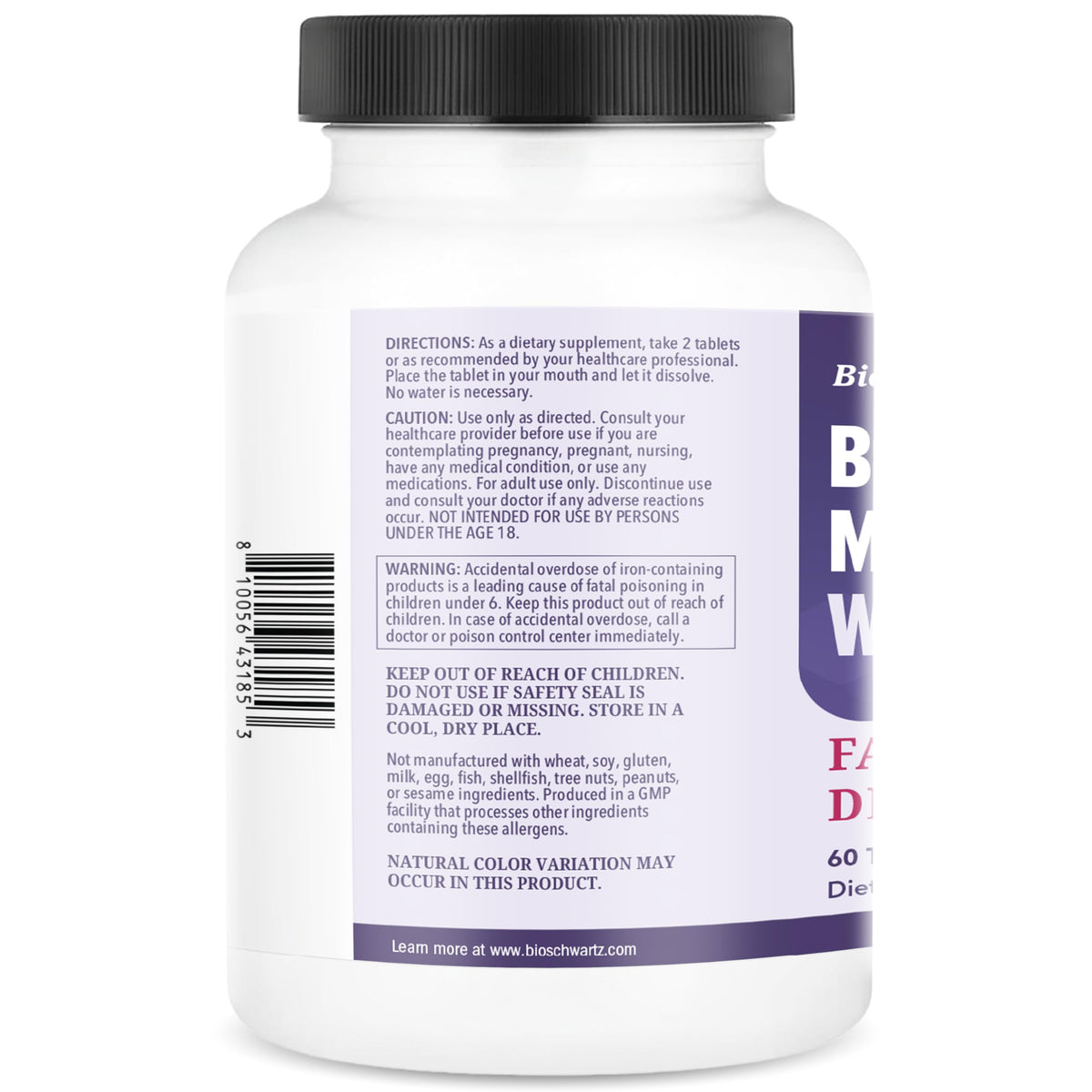 BioSchwartz Multivitamine Bariatrique, composants des comprimés à mâcher