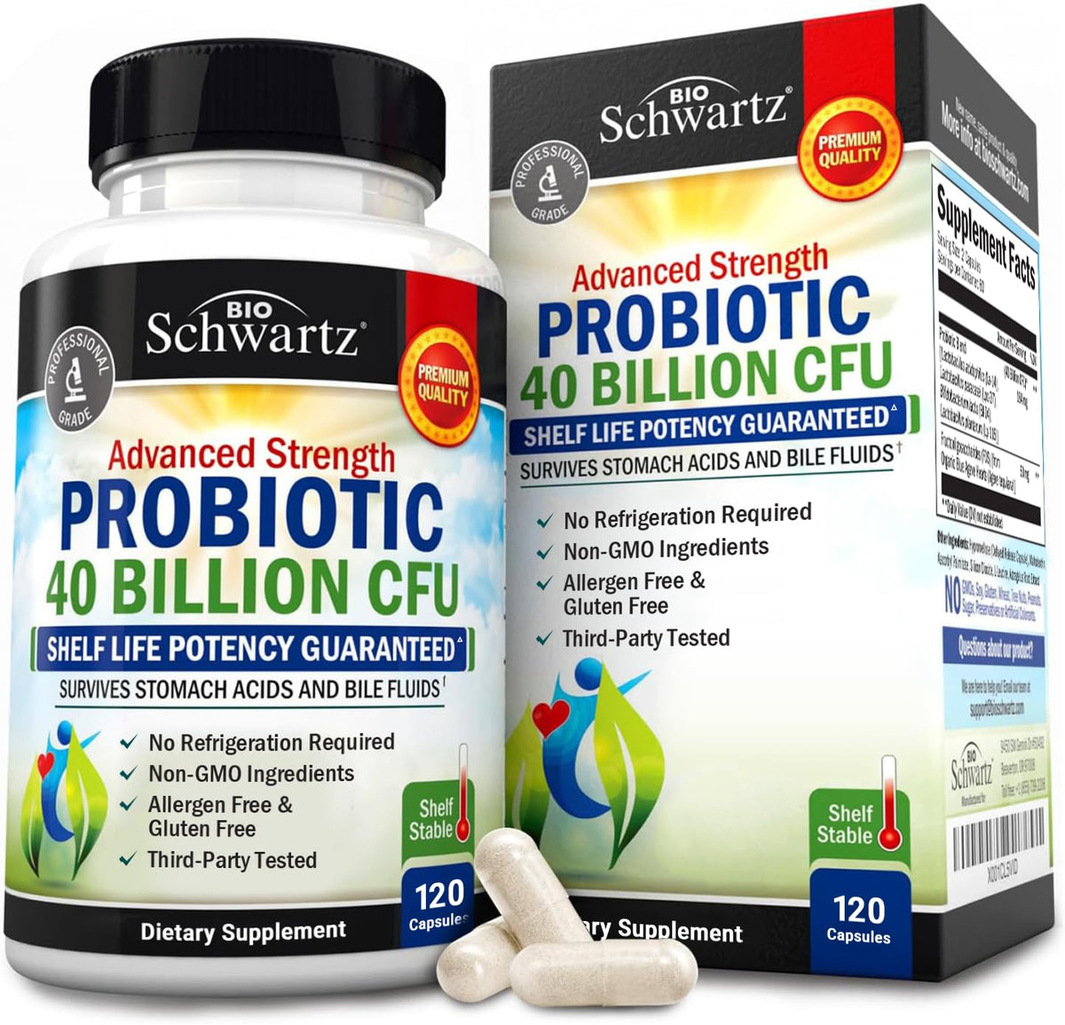 BioSchwartz Probiotique 40 Milliards CFU 120 capsules vue avant