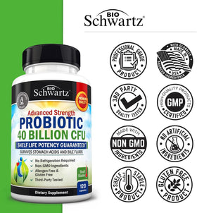 BioSchwartz Probiotique 40 Milliards CFU côté flacon