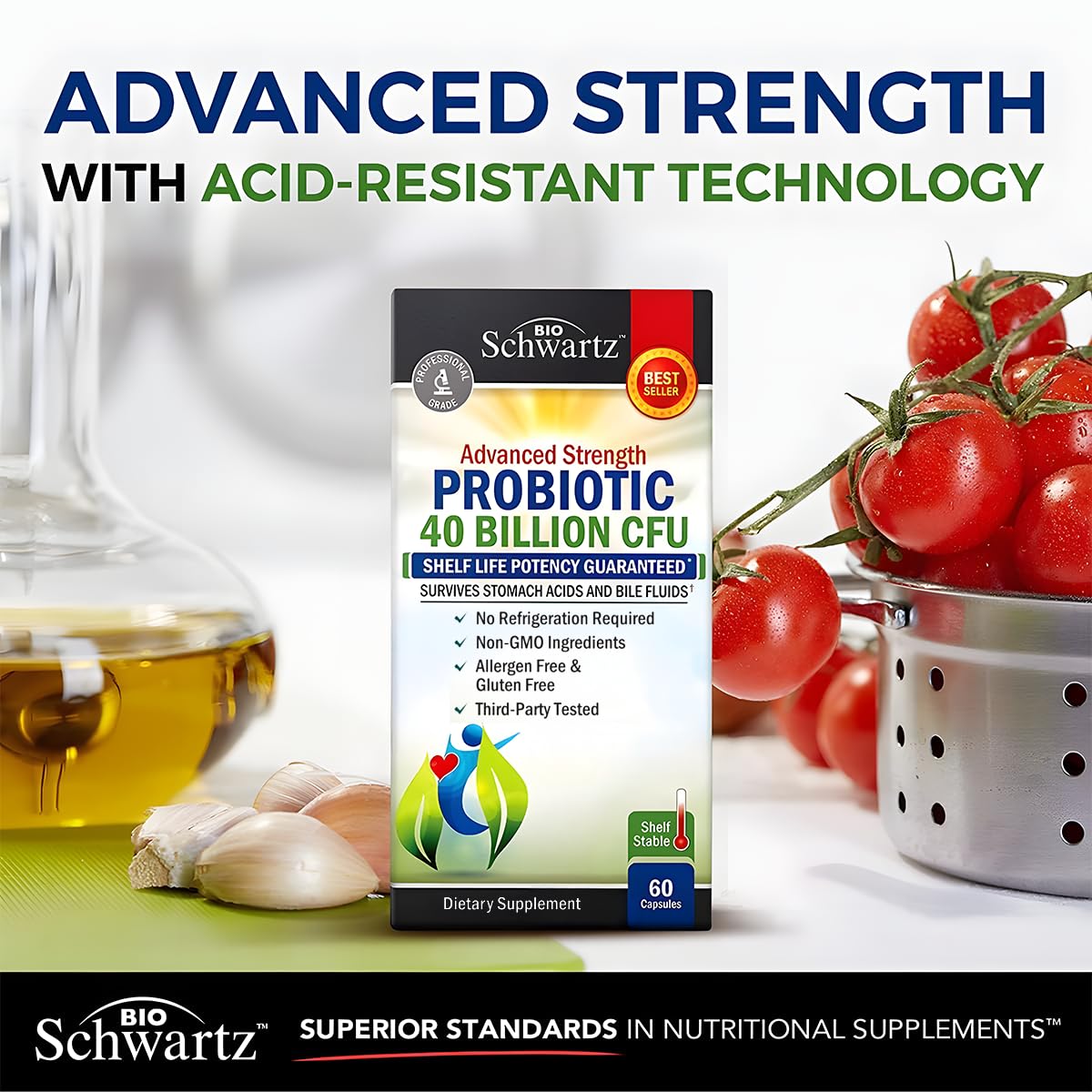 BioSchwartz Probiotiques 40 Milliards CFU 60 capsules ouvertes