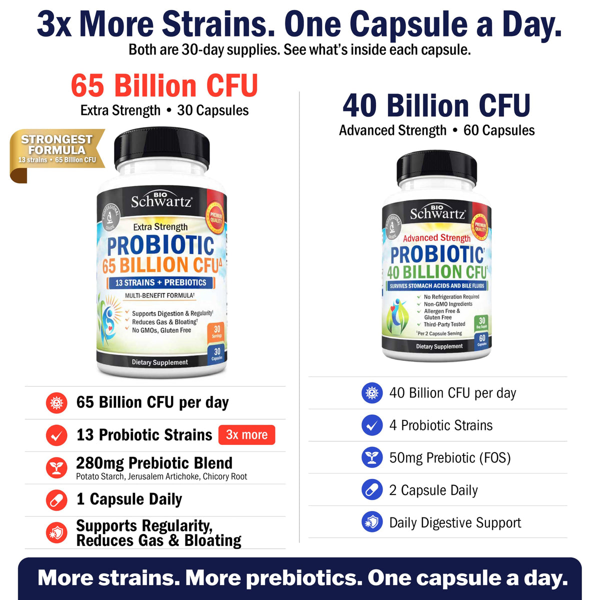 BioSchwartz Probiotiques 40 Milliards CFU 60 capsules vue arrière