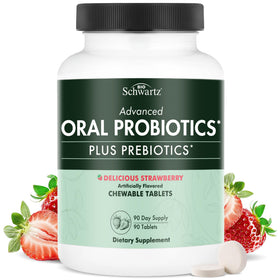 BioSchwartz Probiotiques Orale 90 comprimés saveur fraise vue de face