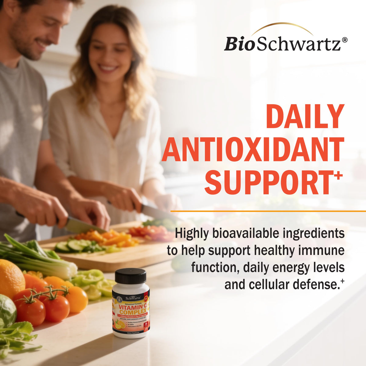BioSchwartz Vitamine C 1000mg Capsules - capsules dans un verre