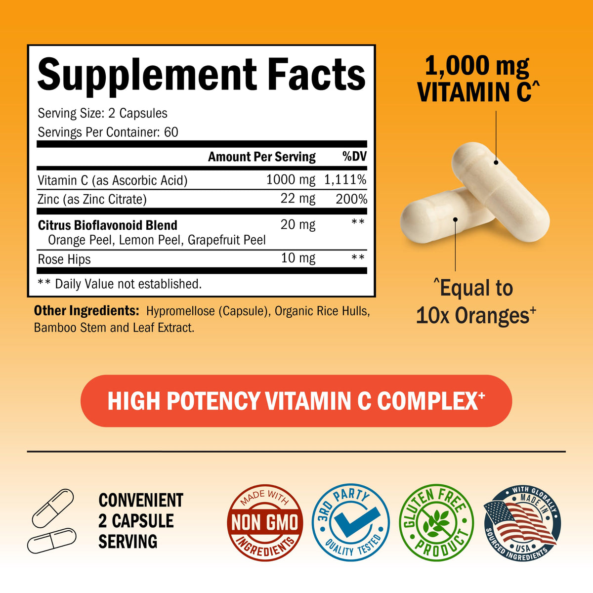BioSchwartz Vitamine C 1000mg Capsules - capsules sur un fond blanc