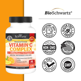BioSchwartz Vitamine C 1000mg Capsules - étiquette avec dosage