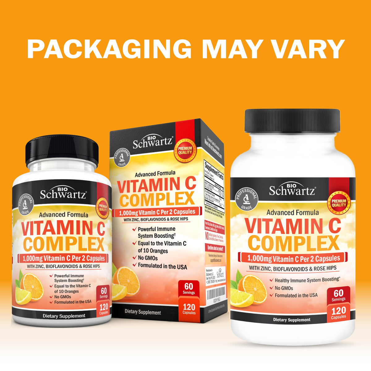 BioSchwartz Vitamine C 1000mg Capsules - vue arrière de l'emballage