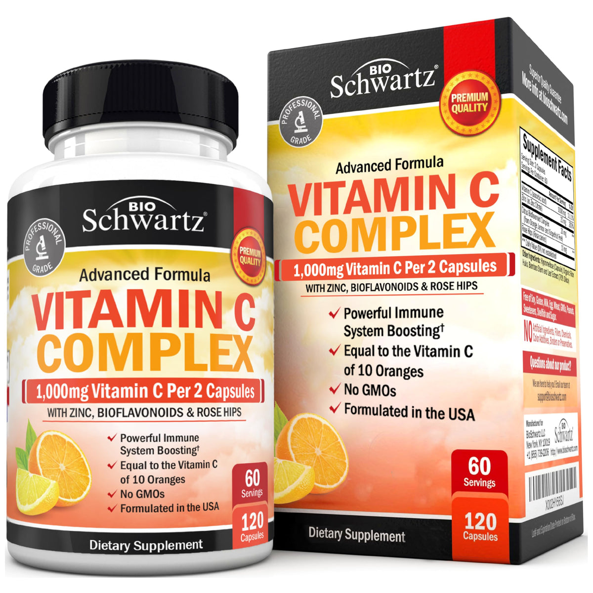 BioSchwartz Vitamine C 1000mg Capsules - vue avant de l'emballage