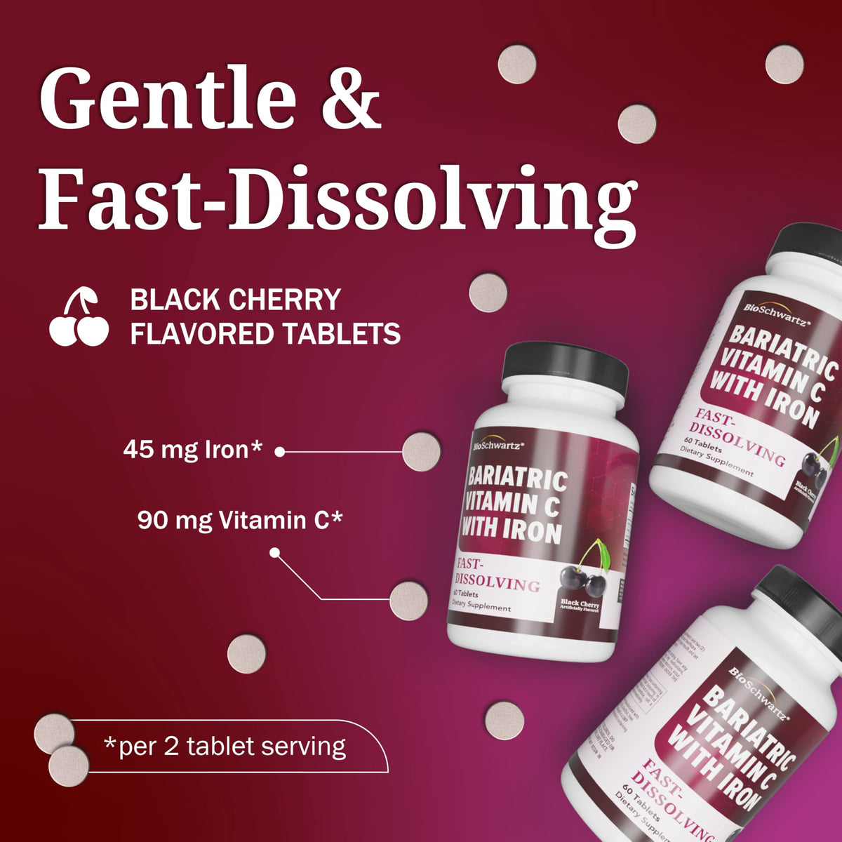 BioSchwartz Vitamine C avec Fer 45mg comprimés à mâcher dans un bol