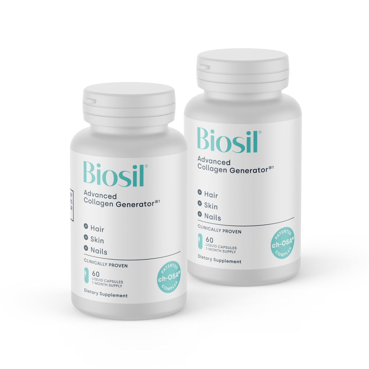 Biosil Complément Alimentaire Collagène 60 Gélules Liquides, boîte vue de face