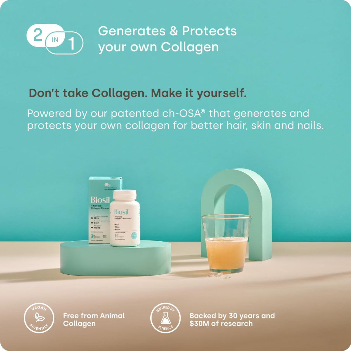 Biosil Complément Alimentaire Collagène gélules liquides en main