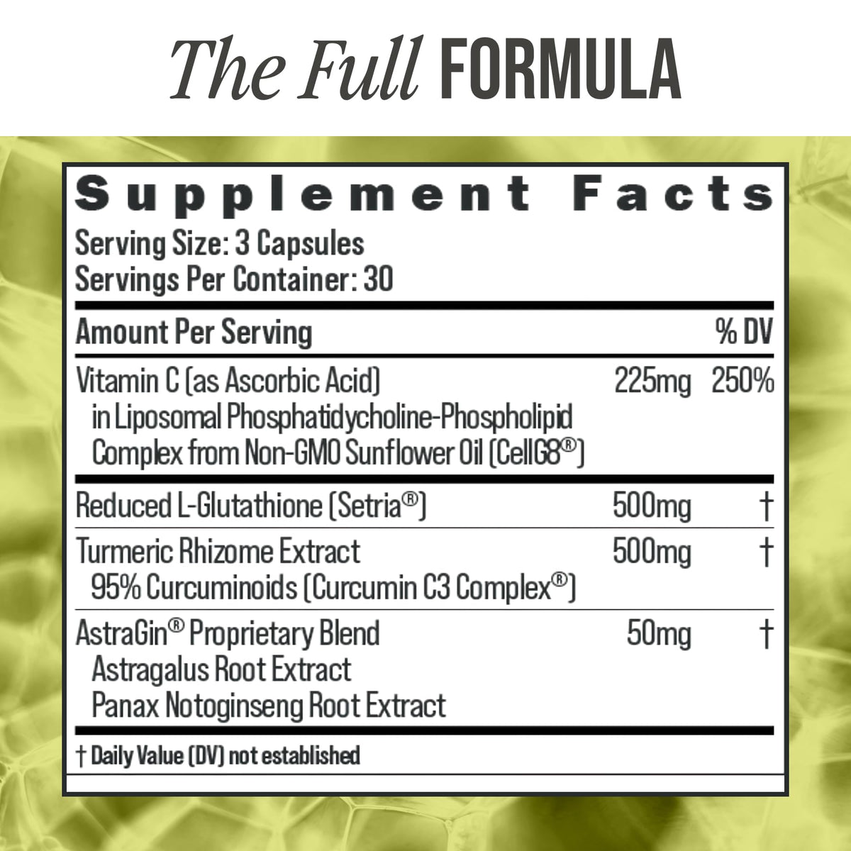 BIOSTACK Cell Shield 500mg Glutathione Liposomal côté
