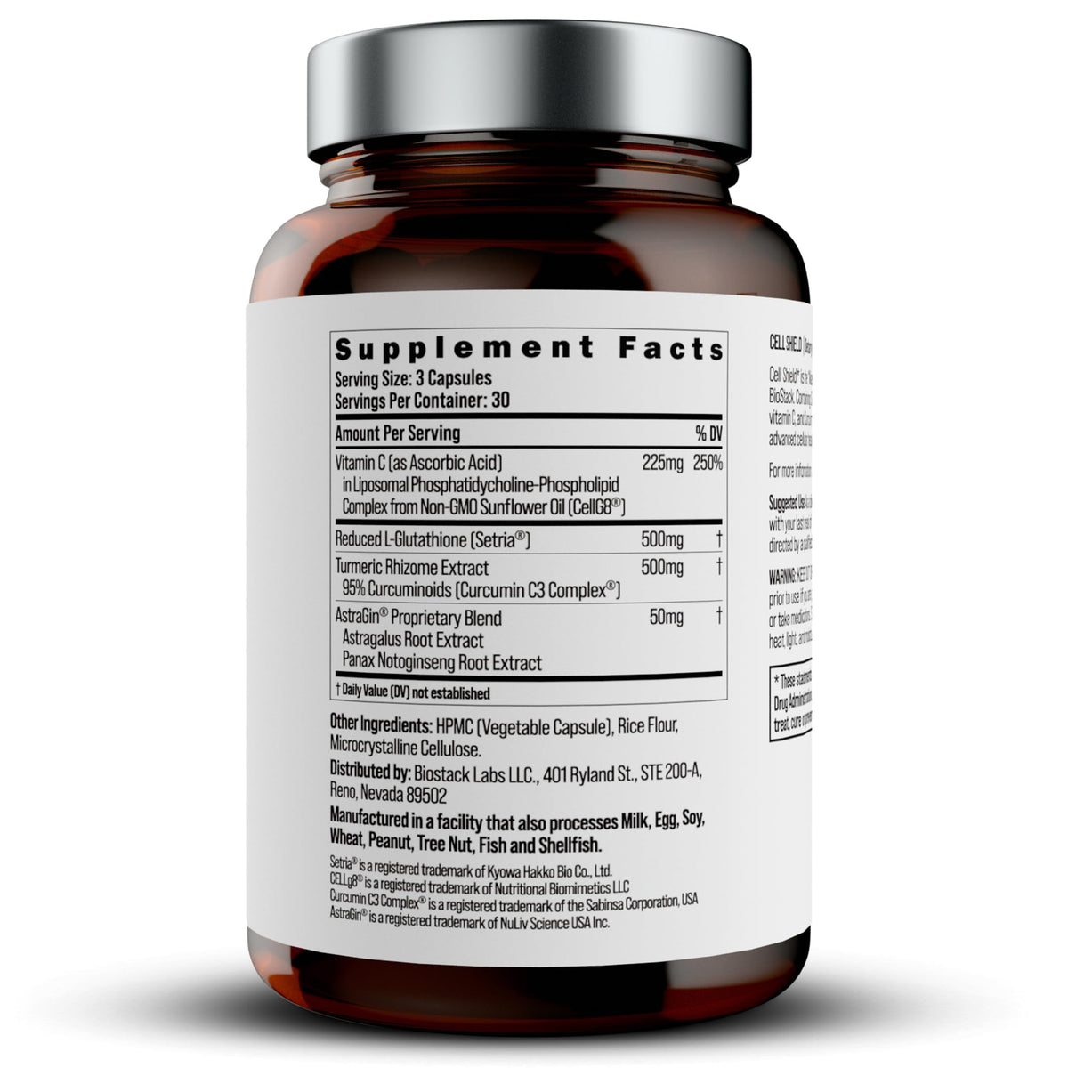 BIOSTACK Cell Shield 500mg Glutathione Liposomal dos