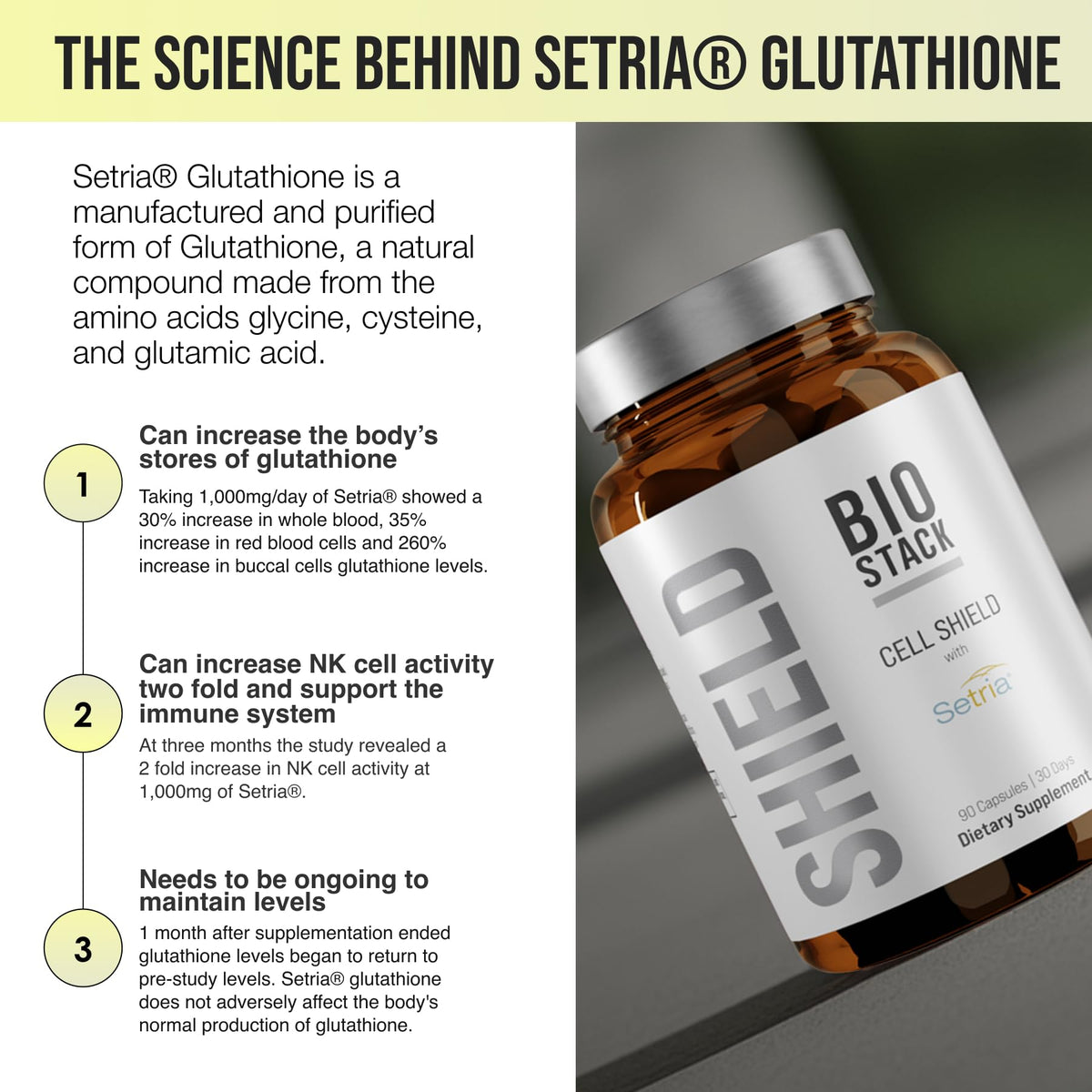 BIOSTACK Cell Shield 500mg Glutathione Liposomal ouvert avec capsule
