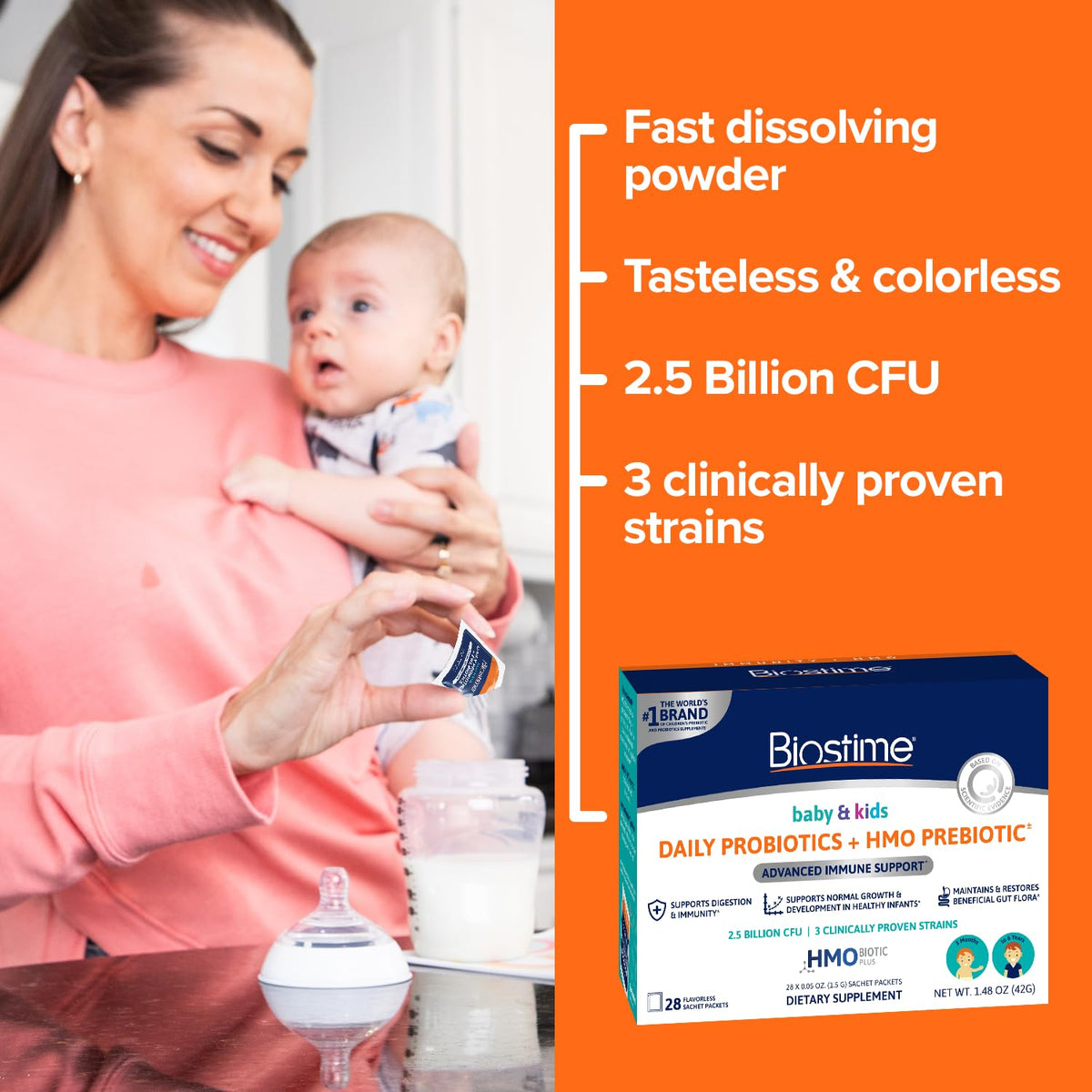 Biostime Probiotique en Poudre emballage avec informations nutritionnelles