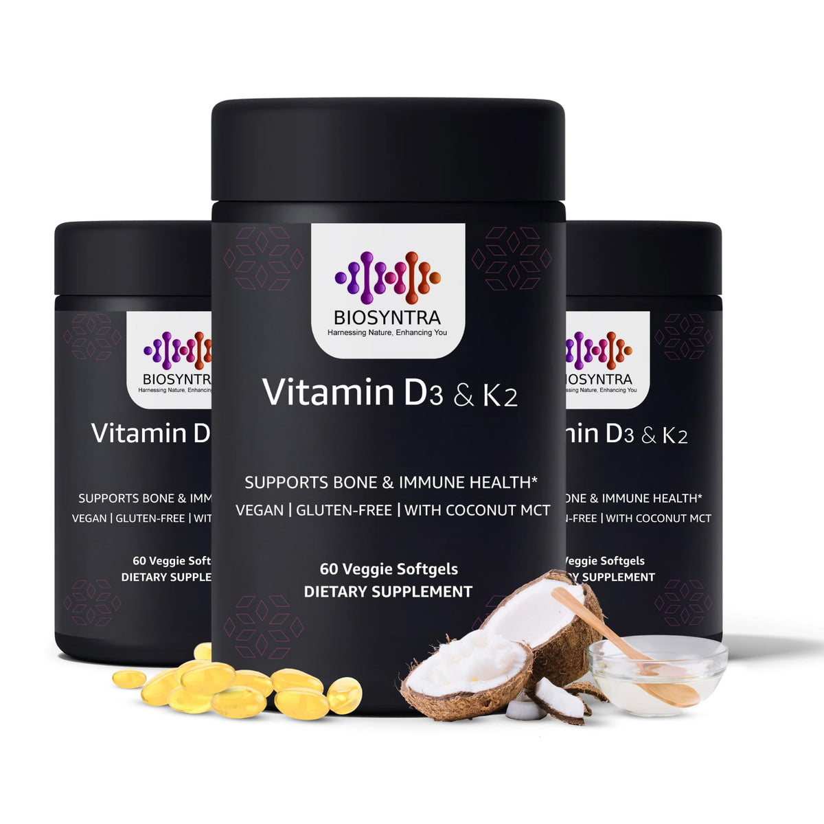 Biosyntra Vitamine D3 + K2 flacon de 60 gélules végétales