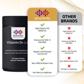 Biosyntra Vitamine D3 + K2 gélules végétales avec huile de coco