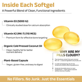 Biosyntra Vitamine D3 + K2 gélules végétales sur fond blanc