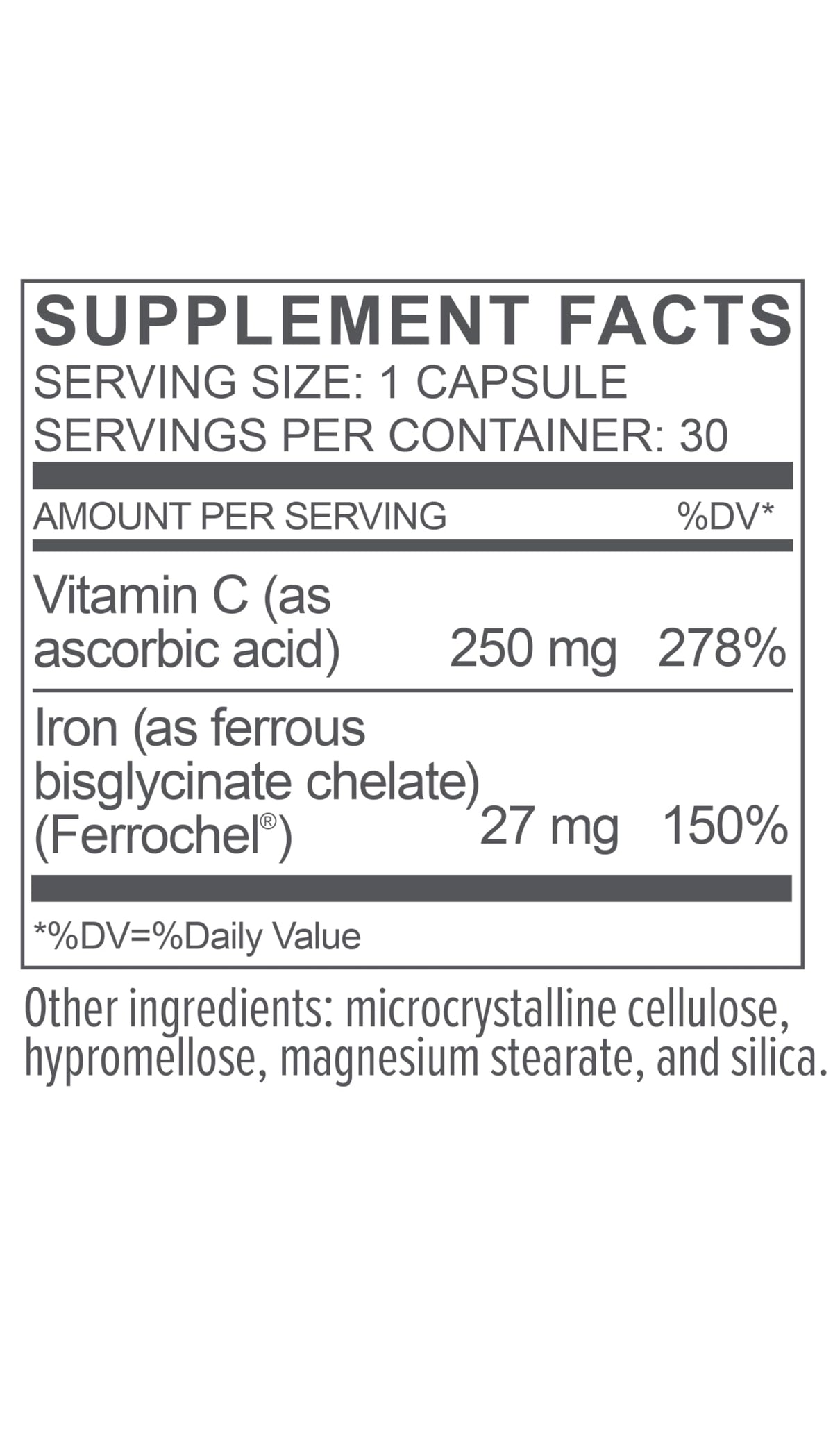 Biote Fer 30 capsules avec une main tenant le flacon