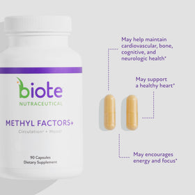 Biote Methyl Factors+ capsules sur fond blanc
