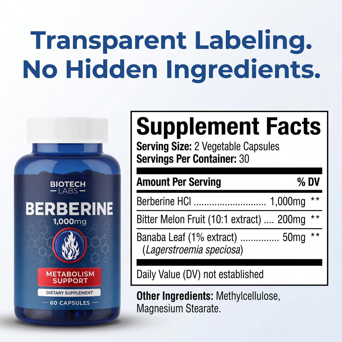 Biotech Labs Berbérine HCL 1000 mg capsules végétales