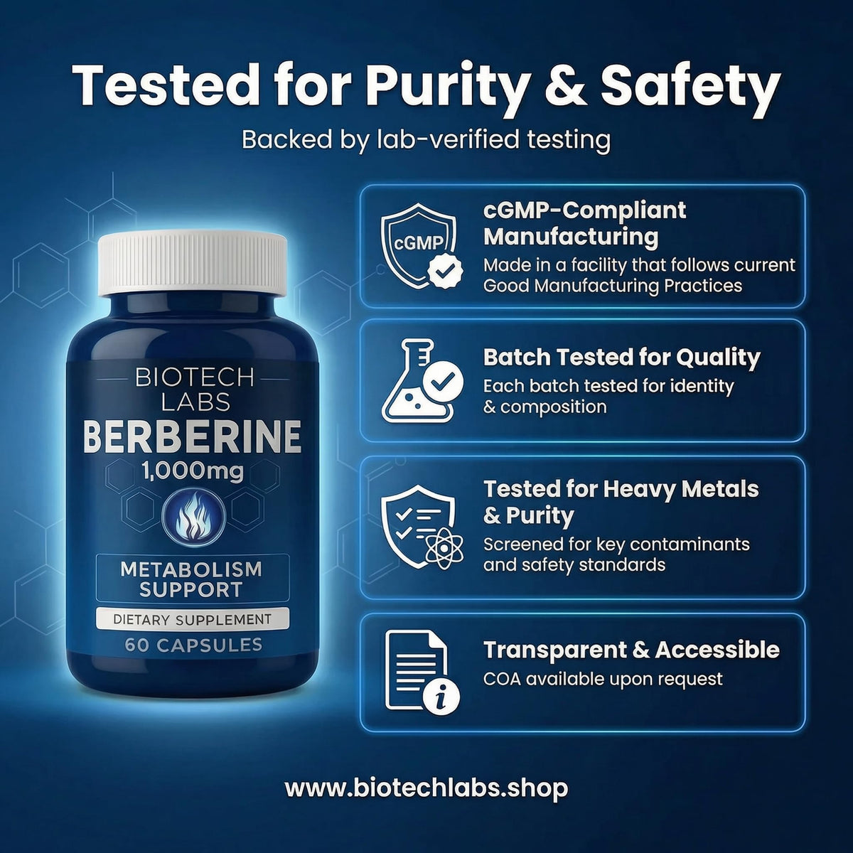 Biotech Labs Berberine HCl sur une table avec des plantes