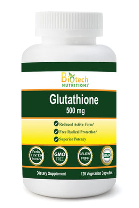 Biotech Nutritions Glutathione 500 mg capsules végétales vue de face