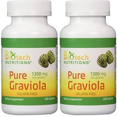 Biotech Nutritions Graviola 100% Pure 240 Capsules vue de face