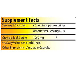 Biotech Nutritions Graviola Pure 1000 mg étiquette et informations nutritionnelles