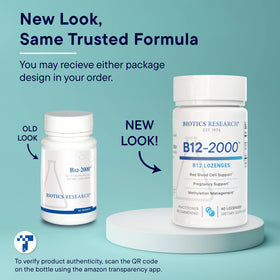 BIOTICS RESEARCH B12-2000™ comprimés présentés sur un fond blanc