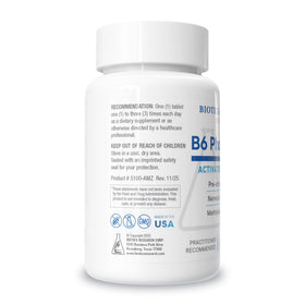 BIOTICS RESEARCH B6 Phosphate, comprimés sur une surface blanche