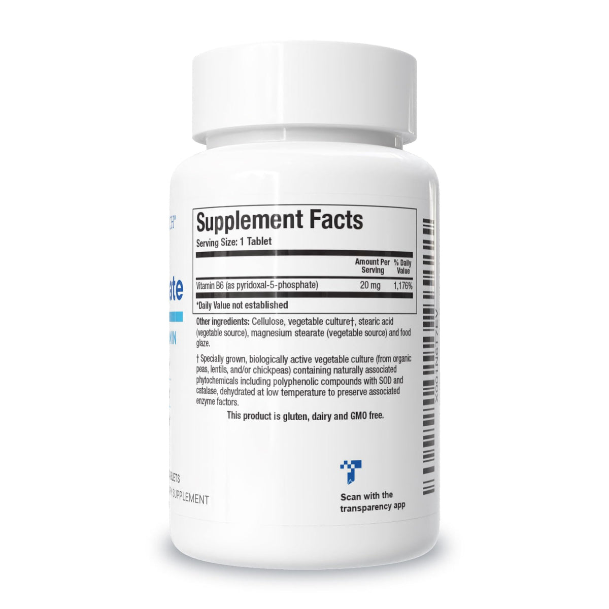 BIOTICS RESEARCH B6 Phosphate, étiquette avec ingrédients